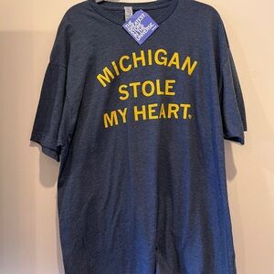 Raygun Blue T-Shirt with Yellow Print